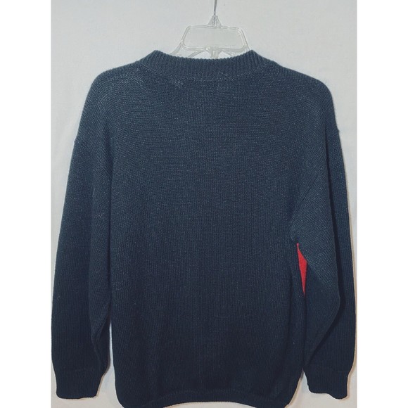 Vintage 80s 90s Alfred Dunner Color Block Sweater M Red Black Crew Neck - Picture 5 of 7